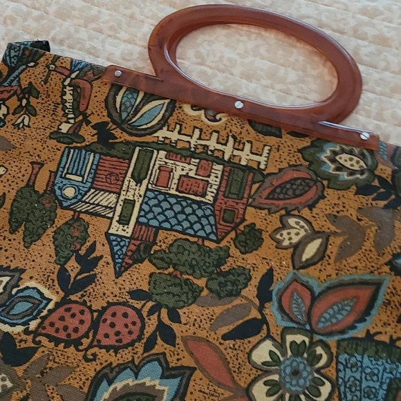 Vintage Boho Purse with Tortoise Handles - Picture 2 of 13